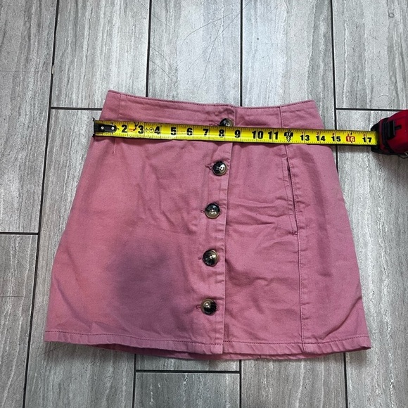 TopShop Womens Pink Button Front Mini Skirt Size 4 - Picture 2 of 5